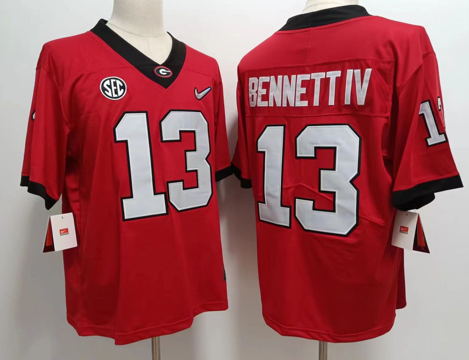 Men Georgia Bulldogs #13 Bennettiv Red Nike 2025 NCAA Jersey style 2